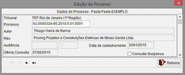 Alterando processo do DataVenia