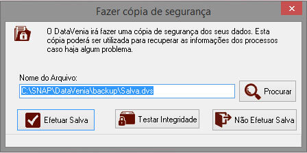 copia de segurança no DataVenia
