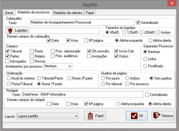 relatorio de processos no DataVenia