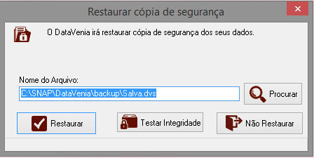  restaurar copia de segurança no DataVenia